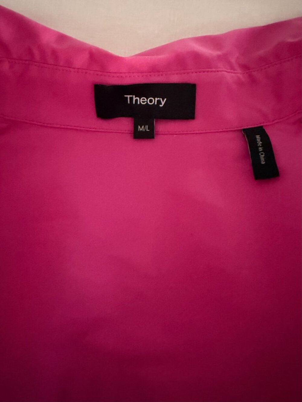 Theory hot pink button down shirt (size: medium/large) - Picture 3 of 4